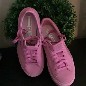 Pink suede Puma sneakers